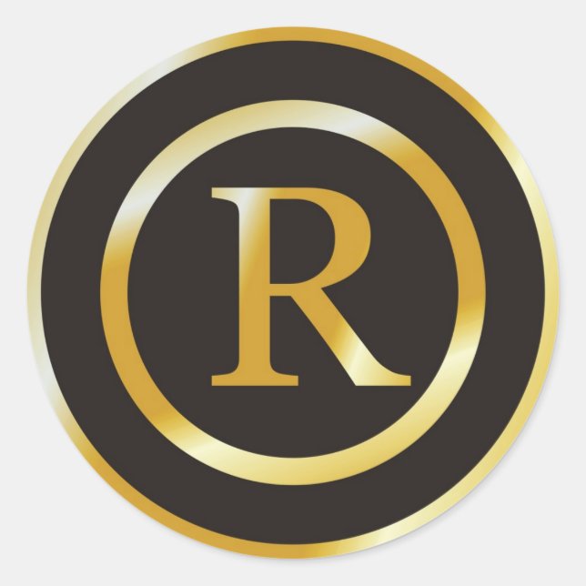 Adesivo Vinhetas de Casamento do Monograma Dourado R Inici (Frente)