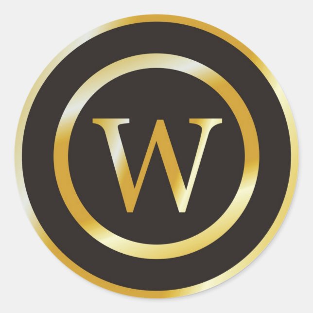 Adesivo Vinhetas de Casamento do Monograma Dourado W Inici (Frente)