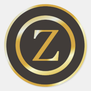Adesivo Vinhetas de Casamento do Monograma Dourado Z Inici