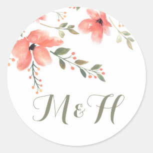 Adesivo Vinhetas De Casamento Elegante Floral-Flores De Aq