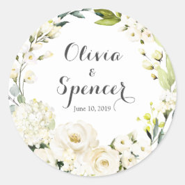 Adesivo Vinhetas de Casamento Floral de Rosas Brancas Verd