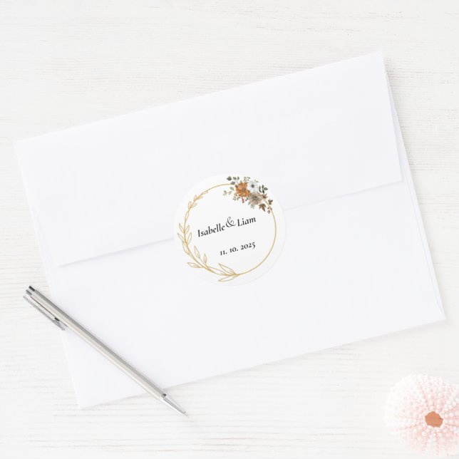 Adesivo Vinhetas de Casamento Floral Elegante (Envelope)