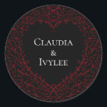 Adesivo Vinhetas de Casamento Gótico de Coração Vermelho e<br><div class="desc">Nossos lindos Sticks de Casamento Gótico do Coração Vermelho e Negro são escuros, mas adoráveis com nosso design de rolagem artístico. Eles foram projetados em uma coleção de vários itens para que todo o seu casamento possa ser coordenado com o mesmo estilo!</div>