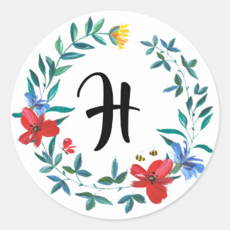 Adesivo Vinhetas de Casamento Monograma de Flores Selvagen