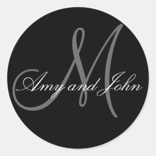 Adesivo Vinhetas de Casamento Monograma Elegante Preto