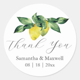 Adesivo Vinhetas De Casamento Obrigado Limões De Aquarela
