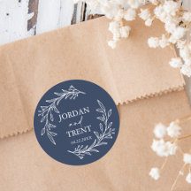 Vinhetas de Casamento Personalizado Azul do Marinh