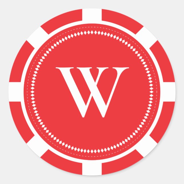 Adesivo Vinhetas de Casamento Poker Chip - Vermelho (Frente)