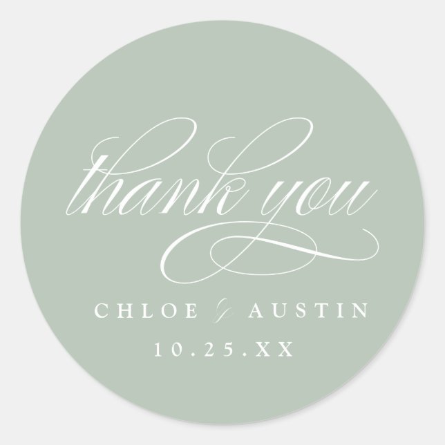 Adesivo Vinhetas de Casamento Verde da Caligrafia (Frente)