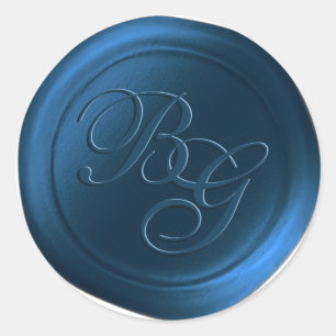 Adesivo Vinhetas de cera de dois monogramas azuis escura