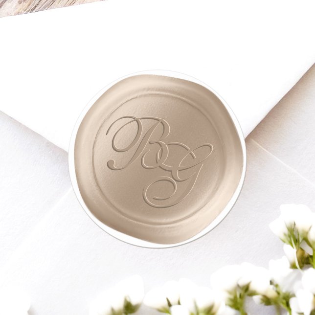 Adesivo Vinhetas de cera de dois monogramas biscadas para  (Achieve the elegance of a wax seal without the hassle or mess with these faux wax flat stickers)