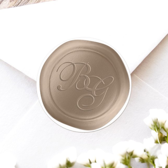 Adesivo Vinhetas de cera de dois monogramas com script de  (Achieve the elegance of a wax seal without the hassle or mess with these faux wax flat stickers
)