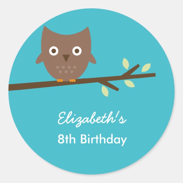 Adesivo Vinhetas De Coruja Doce (Turquesa) (Frente)