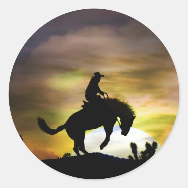 Adesivo Vinhetas de cowboy e Bucking cavalos (Frente)