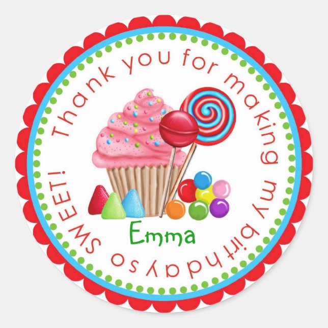 Adesivo Vinhetas de Cupcake de terra doce (Frente)