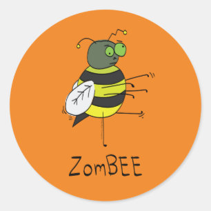 Adesivo Vinhetas de Dia de as Bruxas engraçado ZomBEE Zomb