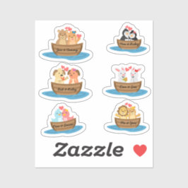 Adesivo Vinhetas de Dia de os namorados de animais bonitos