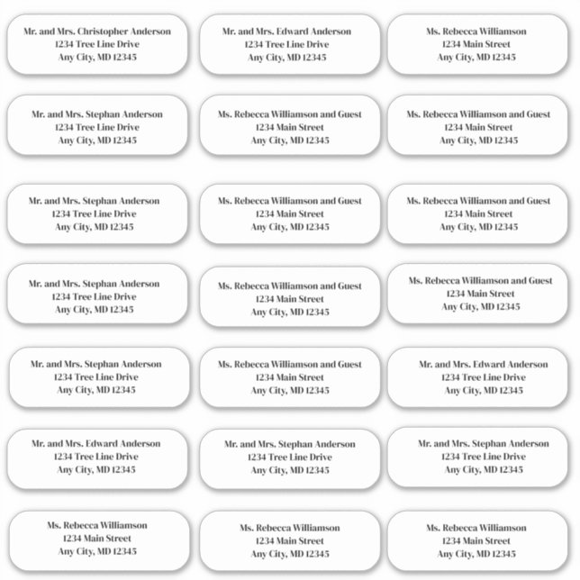 Adesivo Vinhetas de endereço de envelope de fonte formal (Frente)