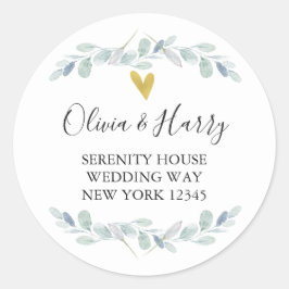 Adesivo Vinhetas de endereço de retorno do coração Dourado