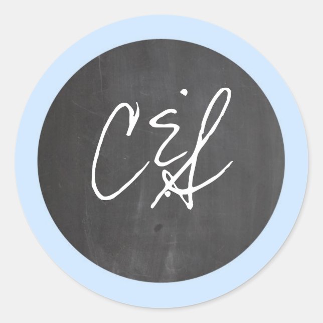 Adesivo Vinhetas de Envelope Azul de Chalkboard (Frente)