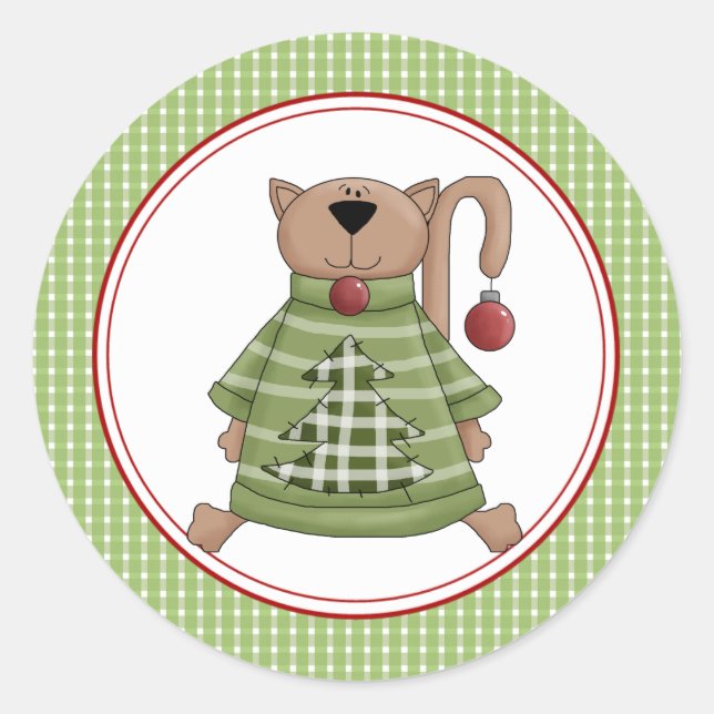 Adesivo Vinhetas de Envelope de Gato de Natal (Frente)