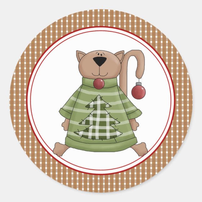 Adesivo Vinhetas de Envelope de Gato de Natal (Frente)