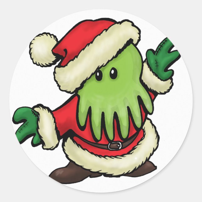 Adesivo Vinhetas de envelopes Cthulhu Claus (Frente)