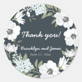 Adesivo Vinhetas De Favor De Casamento Floral Redondas Com