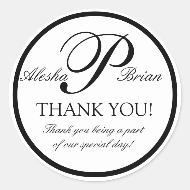 Adesivo Vinhetas de Favor de Casamento P Monograma Branco  (Frente)