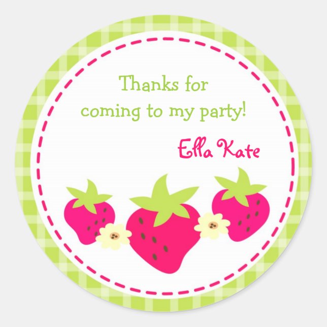 Adesivo Vinhetas de favores de morango (Frente)