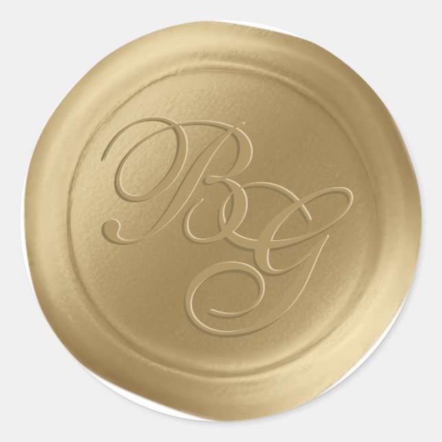 Adesivo Vinhetas de fecho de cera de dois monogramas, Dour (Frente)