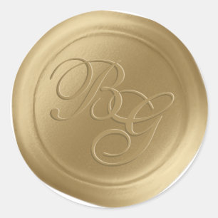 Adesivo Vinhetas de fecho de cera de dois monogramas, Dour