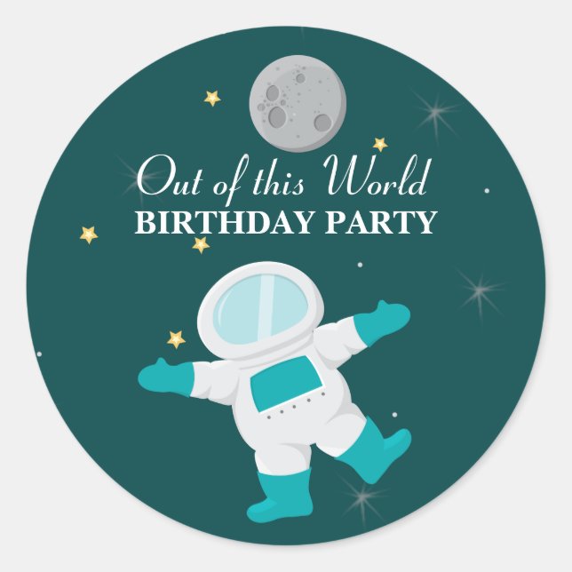 Adesivo Vinhetas de festa de aniversário de astronautas do (Frente)
