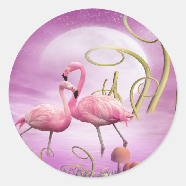 Adesivo Vinhetas de Flamingos, cor-de-rosa (Frente)