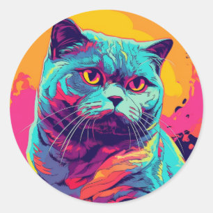 Adesivo Vinhetas de Gato Arredondado e Coloridas Negrito