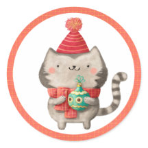 Vinhetas de gato de Natal giro