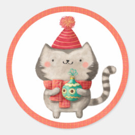 Adesivo Vinhetas de gato de Natal giro