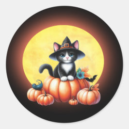 Adesivo Vinhetas de Gato de Tuxedo de Halloween