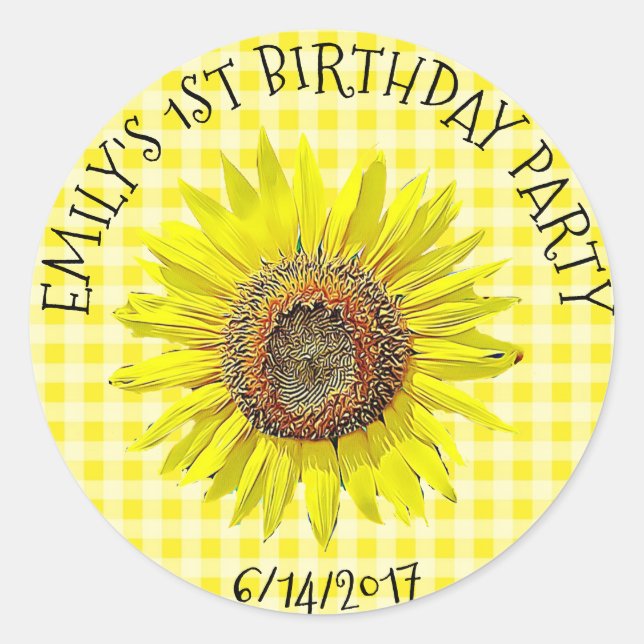 Adesivo Vinhetas de girassol festa de aniversário ou Chá d (Frente)