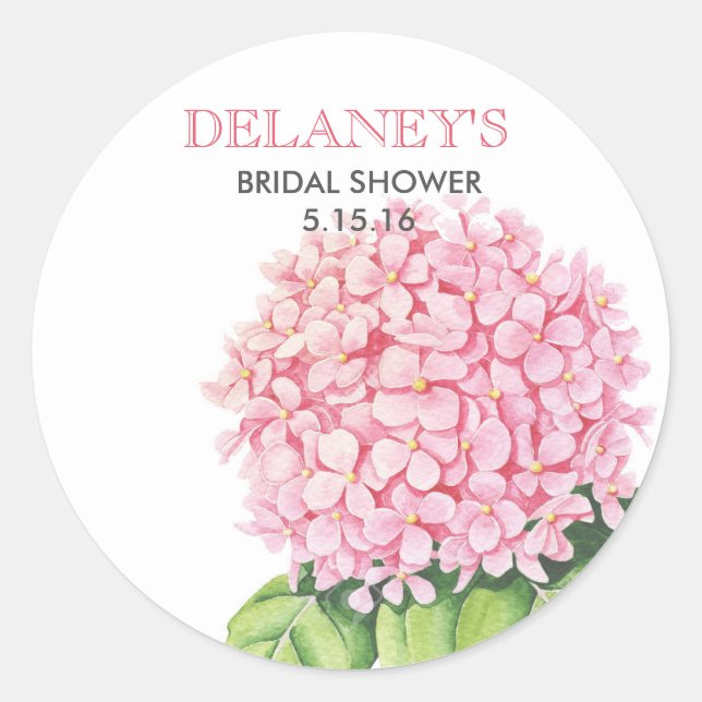 Adesivo Vinhetas de Hydrangea, Colores de Água Rosa (Frente)