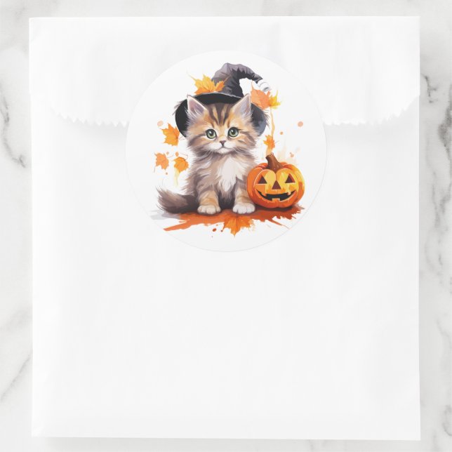Adesivo Vinhetas de Kitten Halloween (Bolsa)