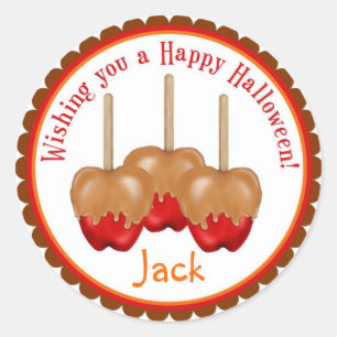 Adesivo Vinhetas de Maçãs de Caramelo para o Halloween