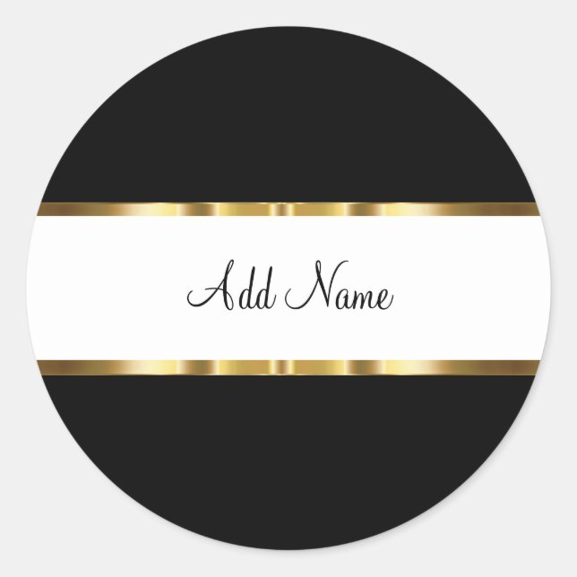 Adesivo Vinhetas de Monograma Branco e Preto Dourado Cláss (Frente)