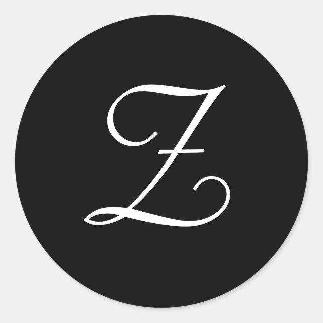 Adesivo Vinhetas de Monograma de Casamento Branco Preto Z (Frente)