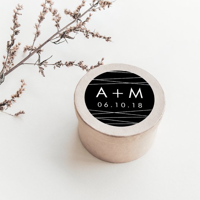 Adesivo Vinhetas de Monograma de Casamento Preto e Branco (Criador carregado)