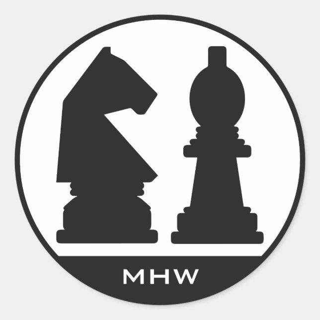 Adesivo vinhetas de monograma personalizadas CHESS (Frente)