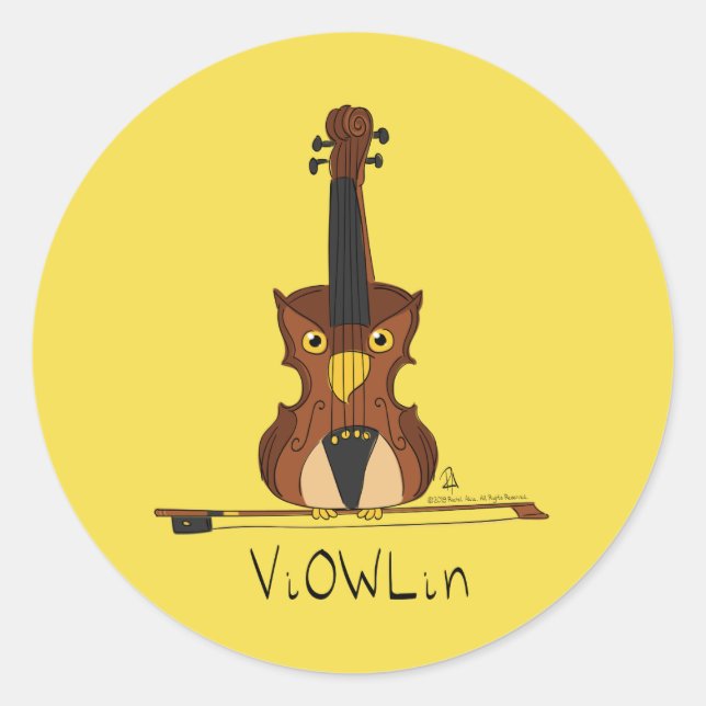 Adesivo Vinhetas de músicas Violin Owl (Frente)