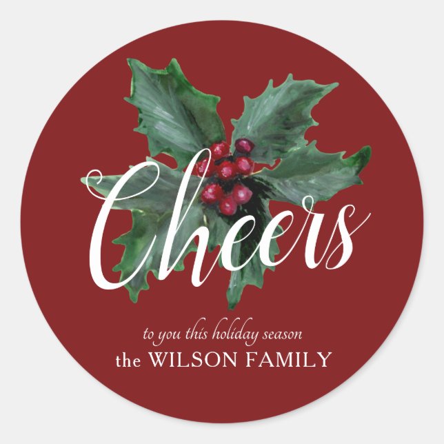 Adesivo Vinhetas de Natal clássicas Holly (Frente)