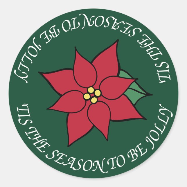 Adesivo Vinhetas de Natal de Poinsettia Vermelha (Frente)