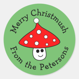 Adesivo Vinhetas de Natal de Santa Hat Mushroom